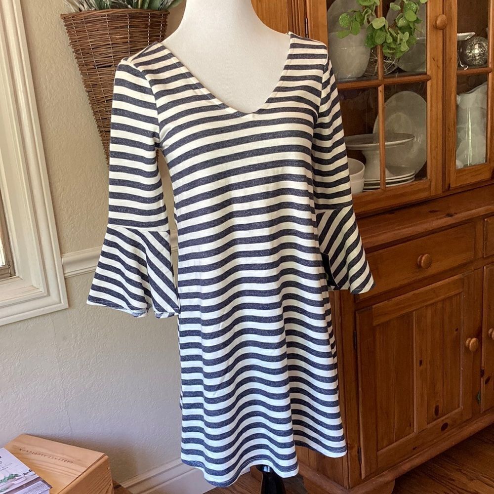 I.N. San Francisco French Terry Knit Striped Dress Size Small New
